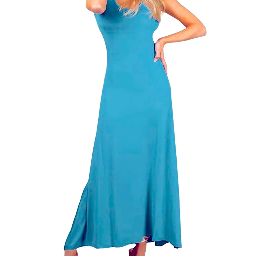 Womens sleeveless scoop neck tank long dress M new in packing color grey blue